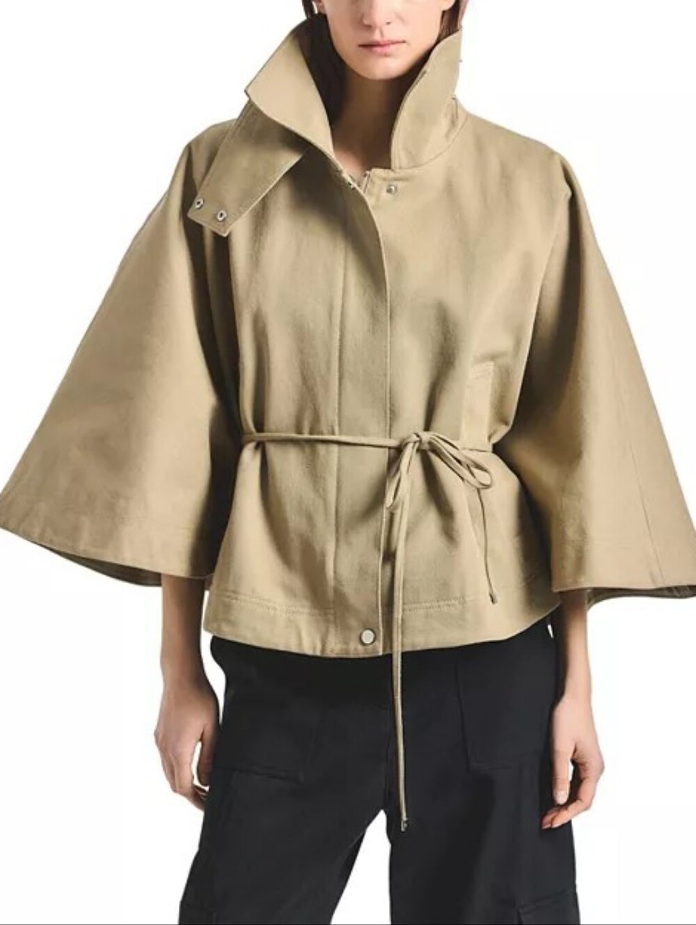 Derek Lam 10 Crosby Collins Twill Belted Capelet Jacket